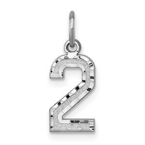 14k White Gold, Varsity Collection, Small D/C Pendant, Number 2